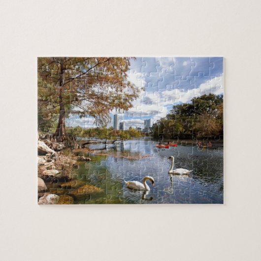 Texas Barton Creek / Ladybird Lake Swans Puzzle (Horizontal)