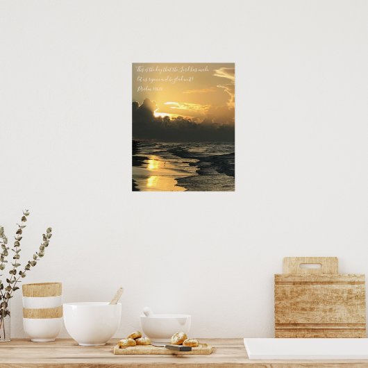 Texas Beach Sunrise, Scripture Verse, Psalm 118:24 Poster (Küche)