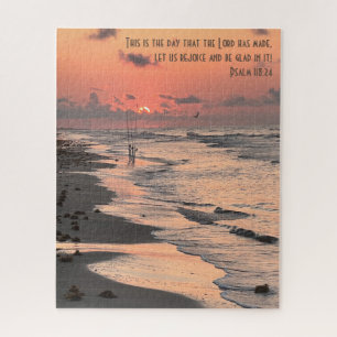 Texas Beach Sunrise, Verse aus Psalm 118:24 Puzzle
