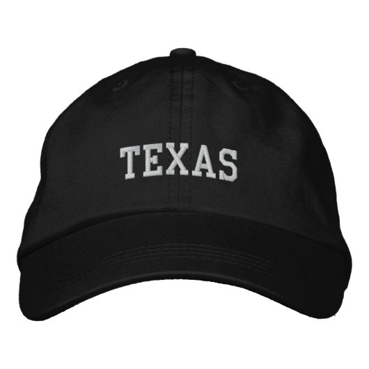Texas bestickte anpassbare Cap Black Baseballkappe (Vorderseite)