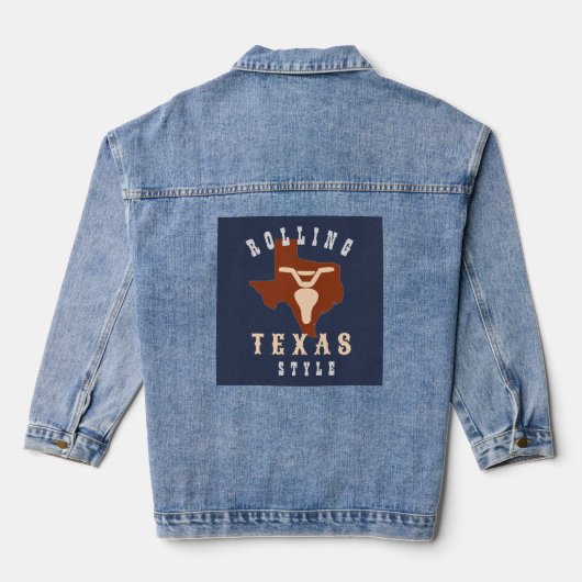 Texas Bike Steer Rolling Texas Style Jeansjacke (Rückseite)