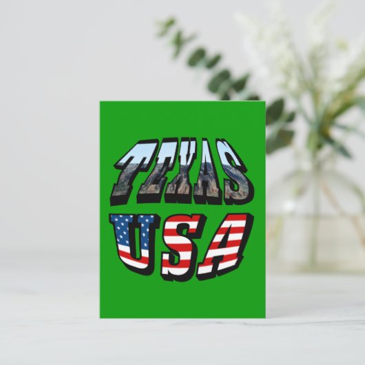 Texas Bild und Flag Text Postkarte (Stehend Vorderseite)