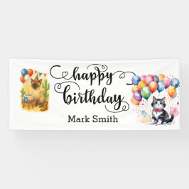 Texas Birthday Themed for Cat Lovers  Banner