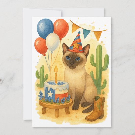 Texas Birthday Themed for Cat Lovers  Einladung (Vorderseite)