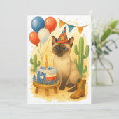 Texas Birthday Themed for Cat Lovers  Einladung (Stehend Vorderseite)