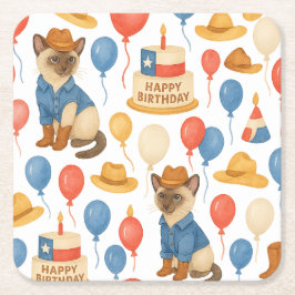 Texas Birthday Themed for Cat Lovers  Rechteckiger Pappuntersetzer