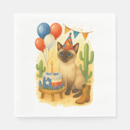 Texas Birthday Themed for Cat Lovers  Serviette