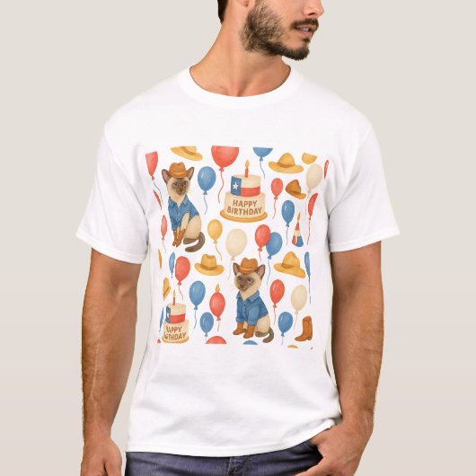 Texas Birthday Themed for Cat Lovers T-Shirt (Vorderseite)