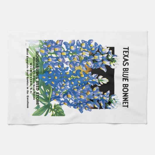 Texas Blue-Bonnet-Saatgutverpackung Geschirrtuch (Horizontal)