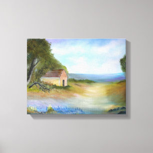 Texas Bluebells Squatter Shack Landschaft Leinwanddruck