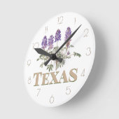Texas Bluebonnet 2 Runde Wanduhr (Winkel)