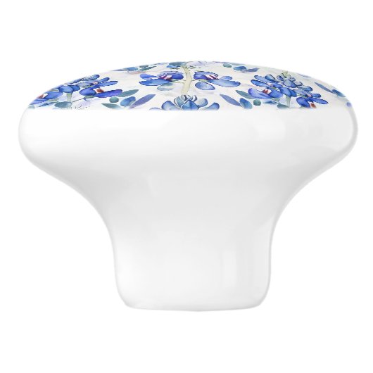 Texas Bluebonnet Blue Wildblume Blumenmuster Keramikknauf (Seitenansicht)