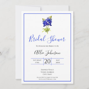 Texas Bluebonnet Blume, Moderne Hochzeit, Bridal Einladung