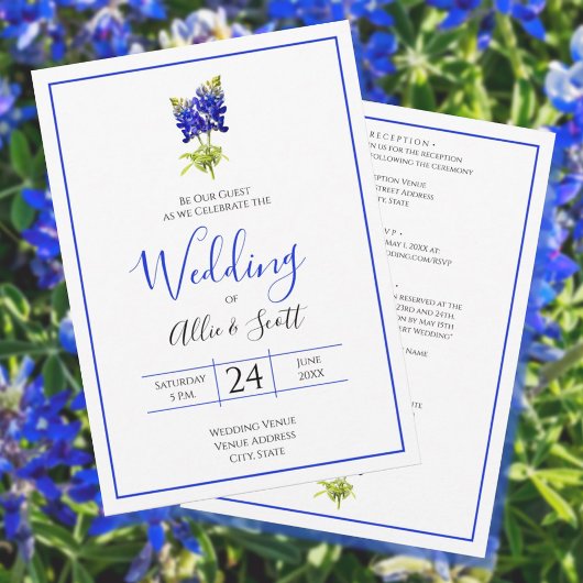 Texas Bluebonnet Blume, Moderne Hochzeit Einladung