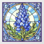 Texas Bluebonnet Glasdesign Fensteraufkleber (Blatt)