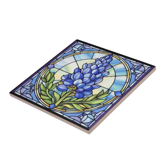 Texas Bluebonnet Hartglas Fliese (Seite)