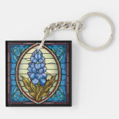 Texas Bluebonnet Hartglas Schlüsselanhänger (Rückseite)