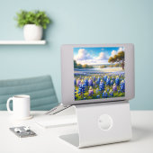 Texas Bluebonnet Meadow Landscape Aufkleber (Laptop auf Schreibtisch)