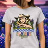 Texas Bluebonnet Saison Blonde Retro Cowgirl T-Shirt