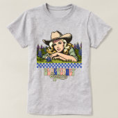 Texas Bluebonnet Saison Blonde Retro Cowgirl T-Shirt (Design vorne)