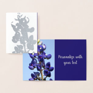 Texas Bluebonnet Silver Foil Note Card Folienkarte