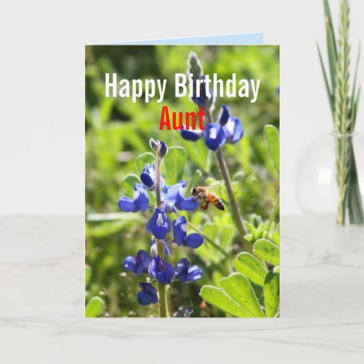 Texas Bluebonnet Tante Happy Birthday Karte (Vorderseite)