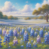 Texas Bluebonnet-Wiesenlandschaft Aufkleber (Vorderseite)