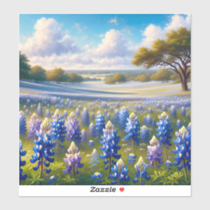 Texas Bluebonnet-Wiesenlandschaft Aufkleber