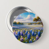 Texas Bluebonnet-Wiesenlandschaft Button (Vorne & Hinten)