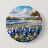 Texas Bluebonnet-Wiesenlandschaft Button (Vorderseite)