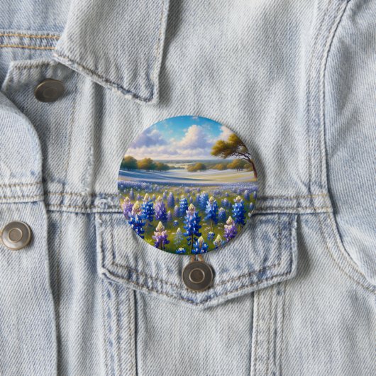 Texas Bluebonnet-Wiesenlandschaft Button (Beispiel)