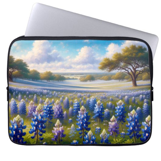 Texas Bluebonnet-Wiesenlandschaft Laptopschutzhülle (Vorderseite)