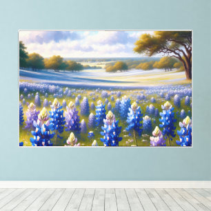 Texas Bluebonnet-Wiesenlandschaft Leinwanddruck