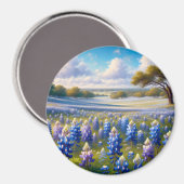 Texas Bluebonnet-Wiesenlandschaft Magnet (Vorderseite/Rückseite)