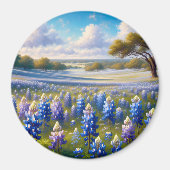 Texas Bluebonnet-Wiesenlandschaft Magnet (Vorne)