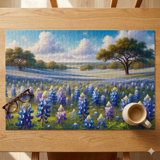 Texas Bluebonnet-Wiesenlandschaft Puzzle