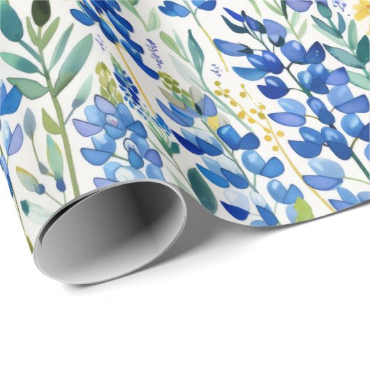 Texas Bluebonnet Wildblume Pattern Geschenkpapier (Rolleneckpunkt)