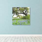 Texas Bluebonnets 16 x 16 überzogene Canvas Leinwanddruck (Insitu (Holzboden))