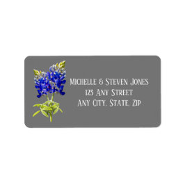 Texas Bluebonnets auf Dunkelgrau, Frühjahrssehen Adressaufkleber