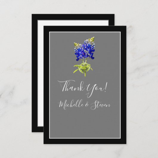 Texas Bluebonnets auf Dunkelgrau, Frühjahrssehen Dankeskarte (Vorne/Hinten)