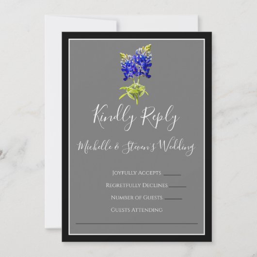 Texas Bluebonnets auf Dunkelgrau, Spring UAWG Einladung (Vorderseite)