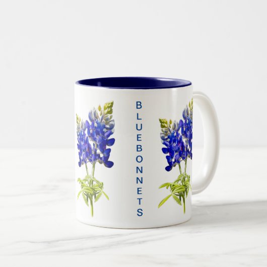 Texas Bluebonnets auf weiße Zwei-Tone-Kaffee-Tasse Zweifarbige Tasse (VorderseiteRechts)