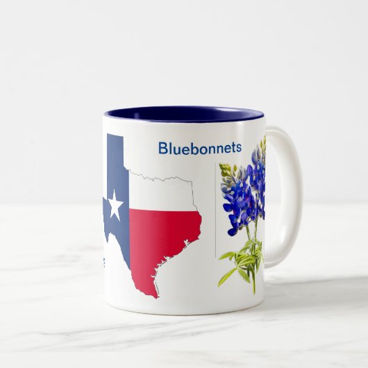 Texas Bluebonnets auf weiße Zwei-Tone-Kaffee-Tasse Zweifarbige Tasse (VorderseiteRechts)