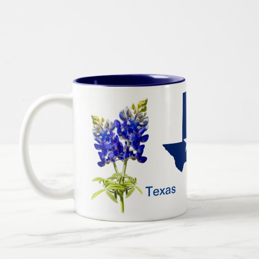 Texas Bluebonnets auf weiße Zwei-Tone-Kaffee-Tasse Zweifarbige Tasse (Links)