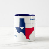 Texas Bluebonnets auf weiße Zwei-Tone-Kaffee-Tasse Zweifarbige Tasse (Mittel)