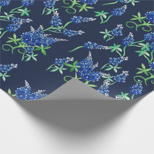 Texas Bluebonnets Bloral Blue Geschenkpapier (Ecke)
