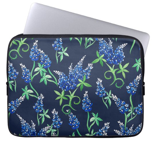 Texas Bluebonnets Florale Blaue Laptopschutzhülle (Vorderseite)