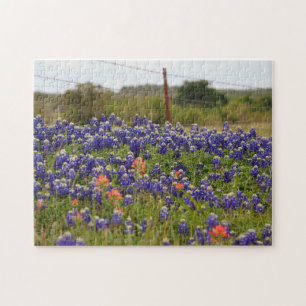 Texas Bluebonnets im Farm Country Fence Puzzle