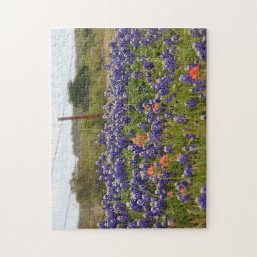 Texas Bluebonnets im Farm Country Fence Puzzle (Vertikal)