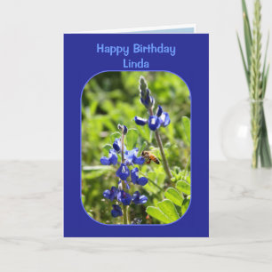 Texas Bluebonnets Linda Happy Birthday Blank Card Karte